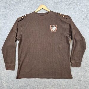 Knockout Jeans Men's Brown Waffle Knit Thermal Size 2X Pullover Streetwear SPOTS